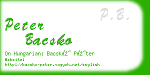 peter bacsko business card